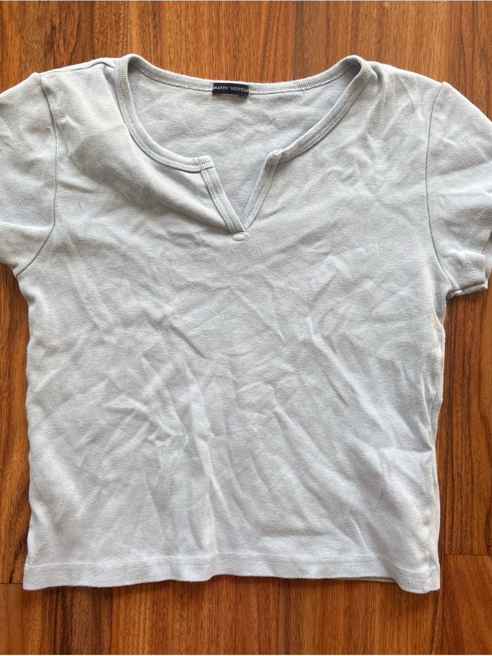 Brandy Melville Blue 100% Cotton Cut-Out Round Neck Tee Women’s One Size